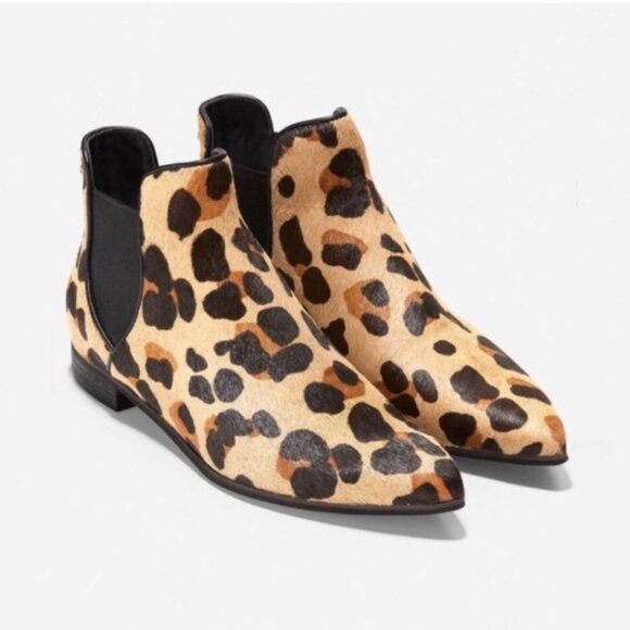 Like New Cole Haan Real Fur Cheetah Print Booties - Picture 1 of 12